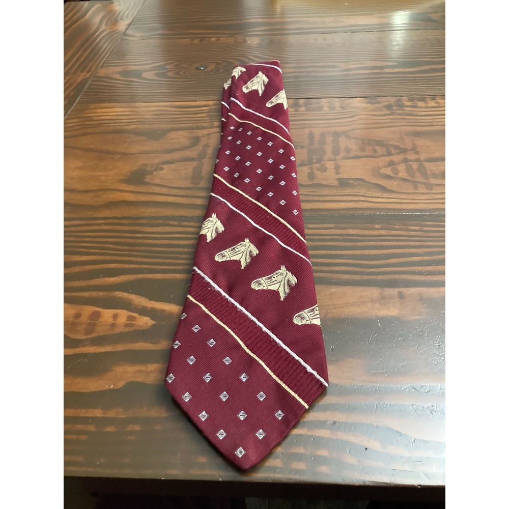 Vintage Rattler Burgundy‎ Red Horse Neck Tie Neckwear 100% Poloyester